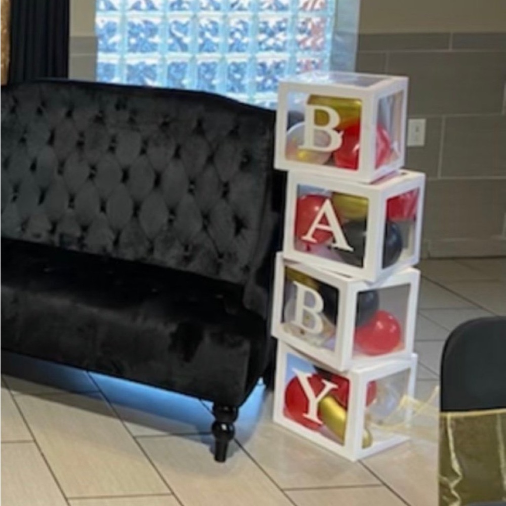 White and Clear Baby Shower Decorations Box